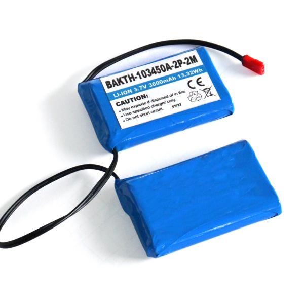 BAKTH-103450A-2P-2M 3.7V 3600mAh Li-ion Ski Boot Battery Pack for Winter Sports Gear