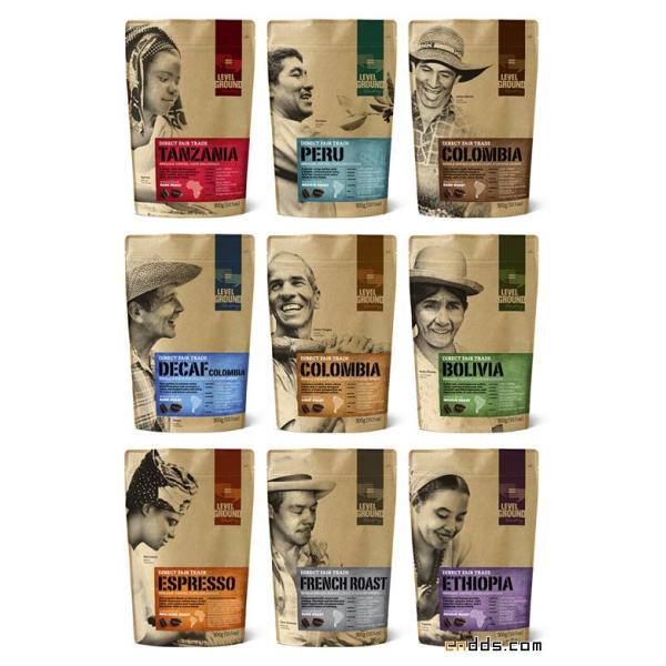 Karft paper package bag , stand up resealable coffee packaging bag