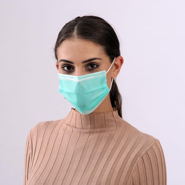 Healthy Disposable Face Mask Green Color With Widen High Elastic Earband