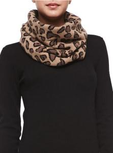 China Leopard Patterned Funnel Infinity Scarf And Knitted Scarf on sale