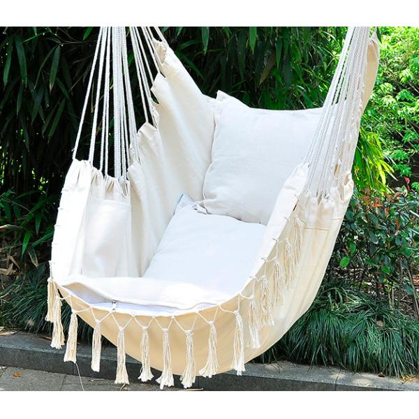 White Macrame Tassel Hanging Hammock Chair For Bedroom Swinging Chair Indoor Bedroom