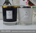 Clean Burning Natural Soy Wax Candles , Gold Lid Black Glass Candle Jars