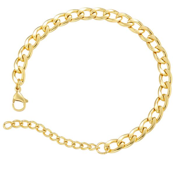 Cuban 18K Gold Plated Bracelet Contemporary Link Chain Men Stainless Steel Bracelet