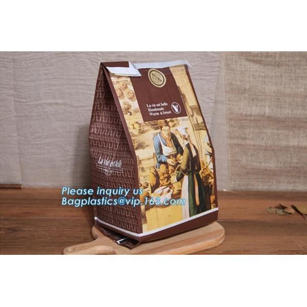 Recyclable sandwich bread food packaging brown paper bag custom kraft pastry paper bag，kraft paper bread bag with window