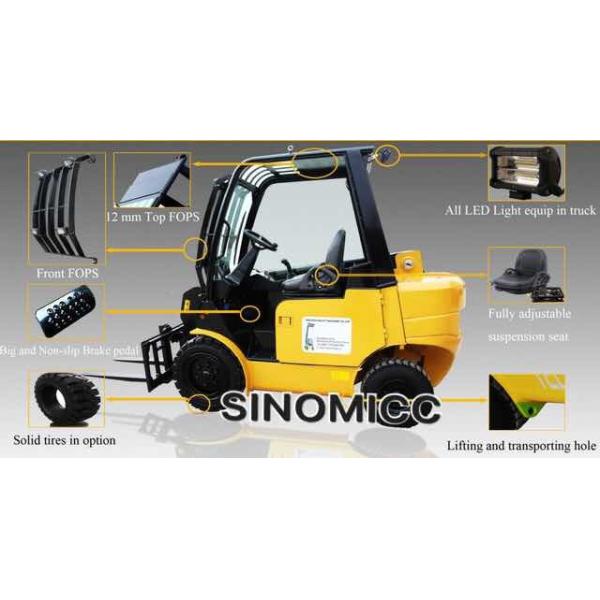 3 ton telescopic forklift 30S from SINOMICC with Joystick,Fully tilting cabin,Side shifter