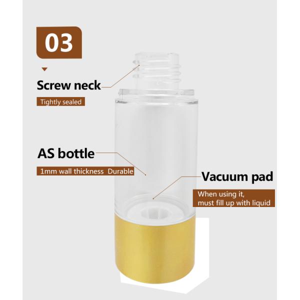 empty clear Gold Airless Pump Bottle for skincare packaging