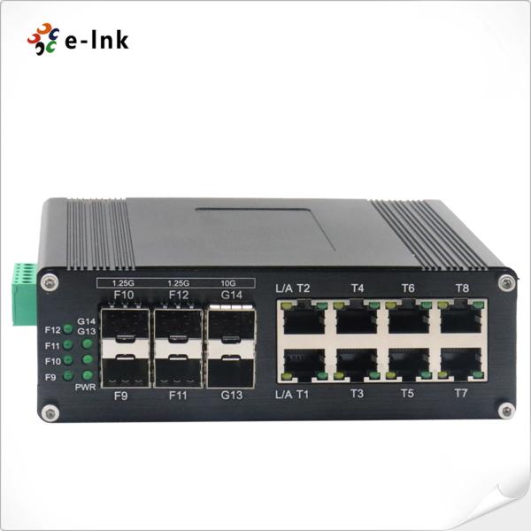 SNTP SFP Ethernet Switch 8 Port 10 / 100 / 1000T + 4 Port 1G +2-Port 10G SFP+
