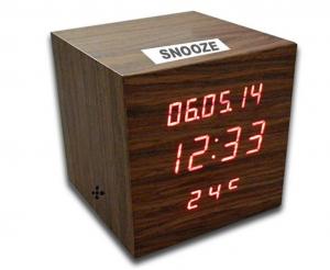Digital LED Wooden Clock with Calendar, Radio, Bluetooth and Loudspeaker