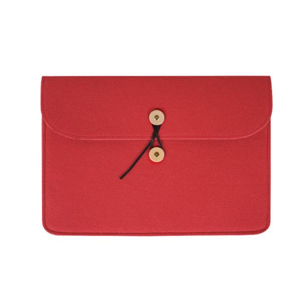 Free Sample Red Felt Laptop Sleeve Case Cover Bag With Button Decoration