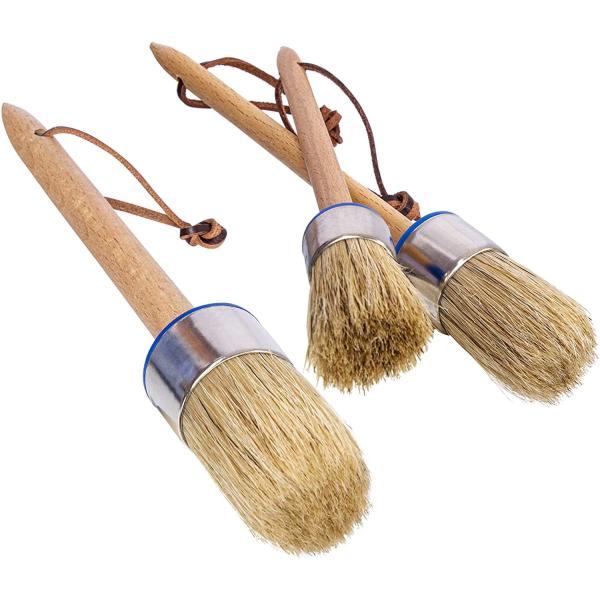 Chalk Paint Brush Set 3 Pcs For Furniture Natural Bristle Painting Waxing