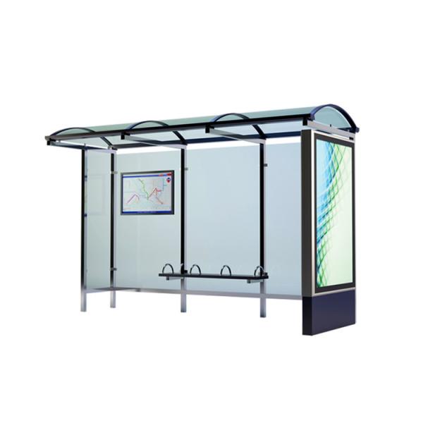 Height 2700-2800mm Stainless Steel Shelter , Prefab Bus Shelters Ceiling 1500*4500mm