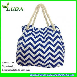  LUDA discount purses latest handbags cute blue chevron wave  canvas shopping bag Manufactures