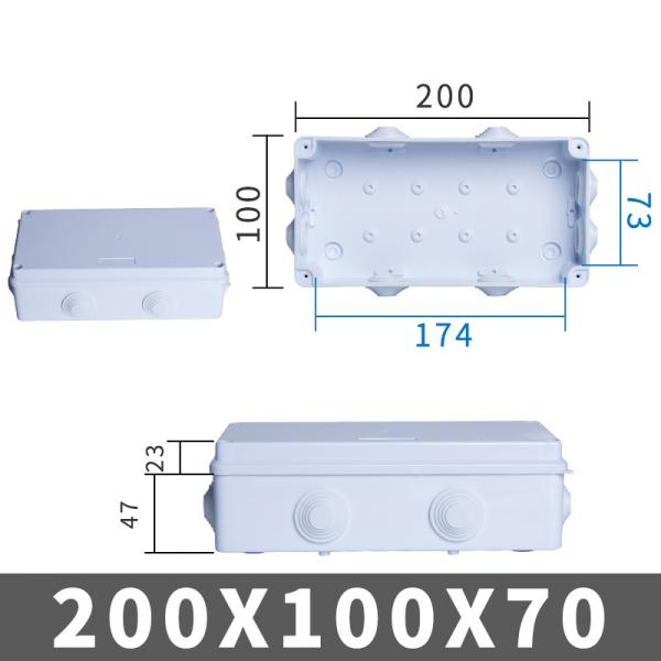 ABS Plastic Junction Box Waterproof Knockout Switch Junction Cable Gland Box 200x100x70