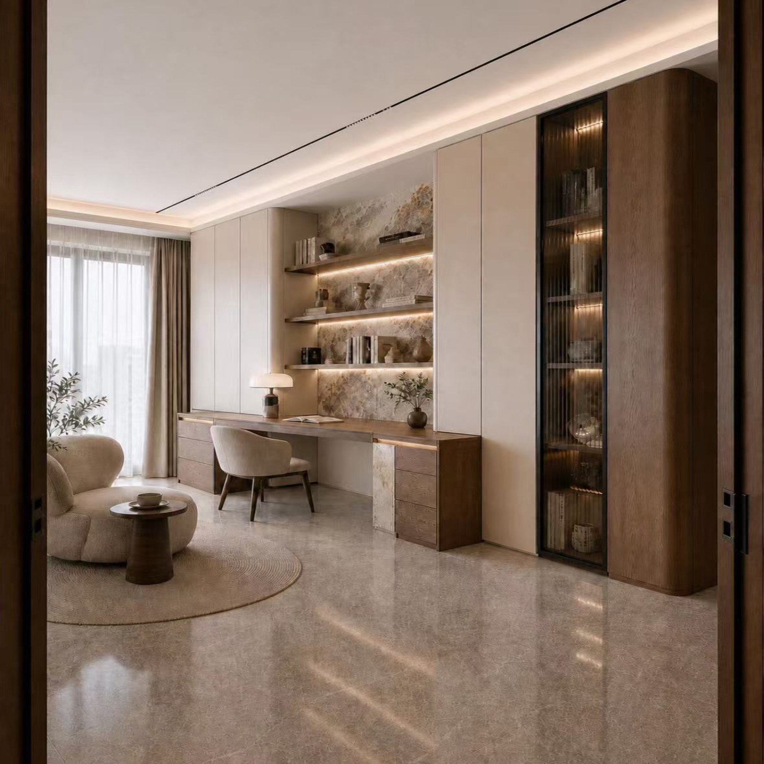 Cream White + Walnut, full‑on premium aesthetic 