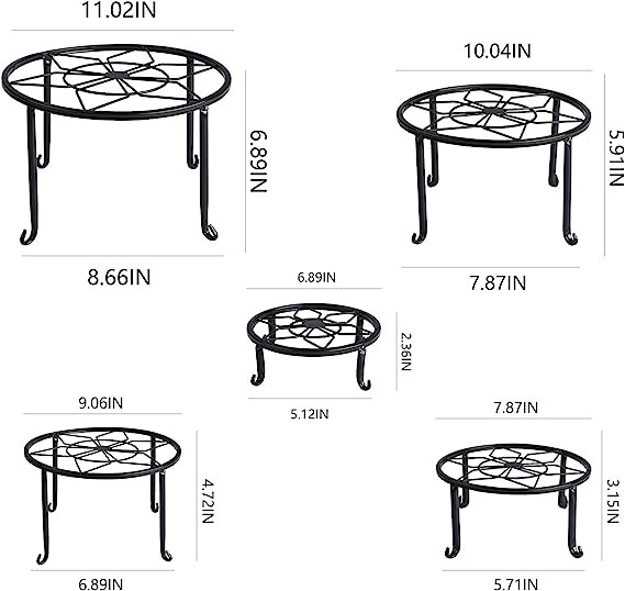 Black Metal Plant Stand for Flower Pot Heavy Duty Potted Holder for Indoor and Outdoor