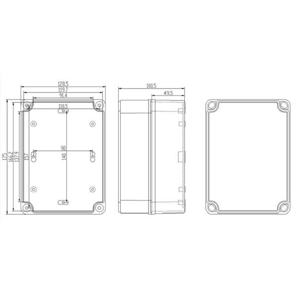 Gray Screw Diy Project 175x125x100mm ABS Enclosure Box