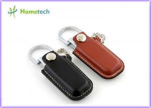  Luxurious Black / Brown Leather USB Flash Disk 4GB / 8GB with Key Ring Manufactures