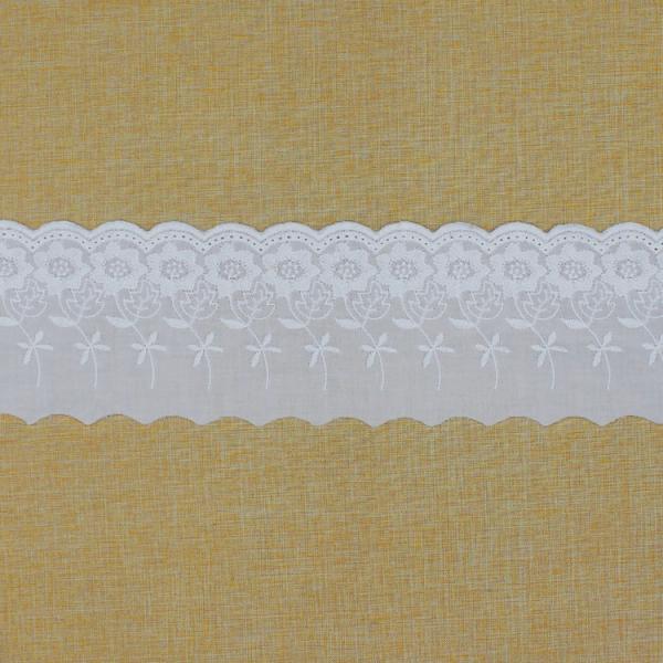 9cm Polyester White Lace Embroidered Fabric For Dress