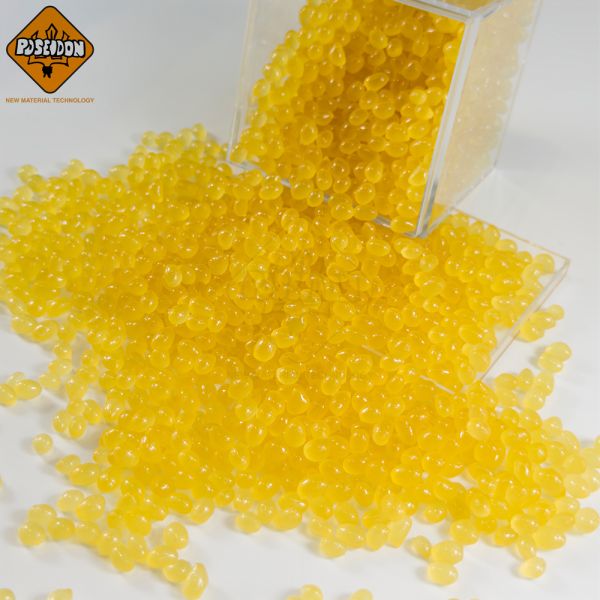 Yellow Hot Melt Glue Granule for PU filter , Pleated Paper ,  7mm Translucent Polyolefin Hot Melt Adhesive