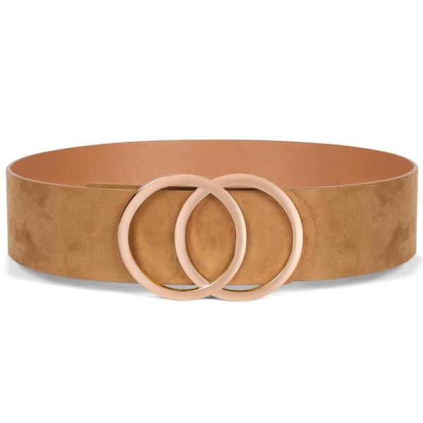 Gold Buckle Wide Skinny Leather Belt 2.31in Women Dress Classic Stylish