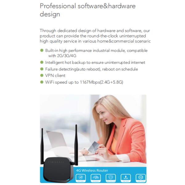 Dual 4G Industrial LTE Router 2.4GHz 802.11b/g/n Support Hardware Watchdog