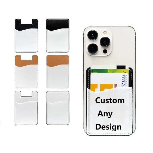Custom Design Adhesive Phone Wallet PU Leather Sublimation Blank ID Card Holder