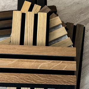  Wall Decorative Mdf Polyester Oak Slatted Wood Acoustic Veneer Panels For Interor Manufactures