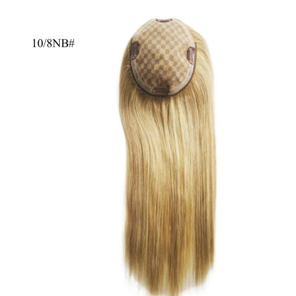 Perfect for Women Mono Lace Base Hairpiece 13*17 Cm Highlight Brown Human Hair Toppers