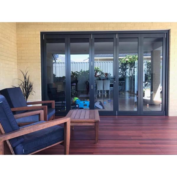 Folding Aluminum Frame Doors Powder Coating With Single / Double Glazed Glass