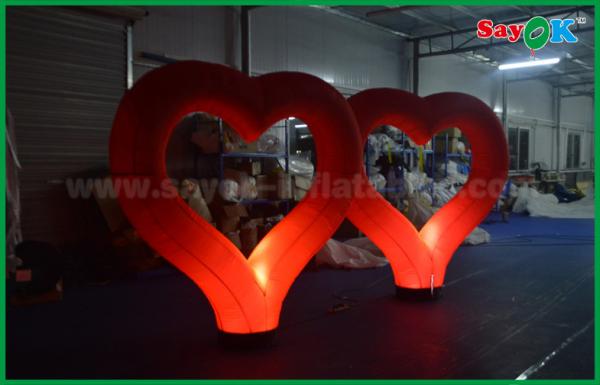 Nylon Cloth Giant Lighting Led Inflatable Decoration , Led heart for Party Stage