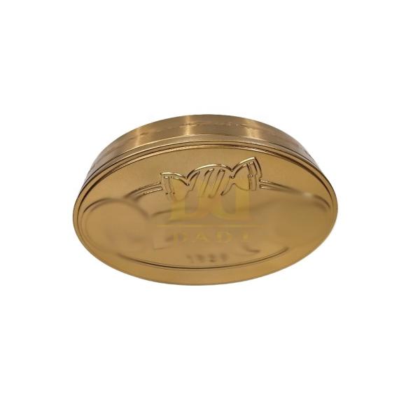 DADI Aluminum Oval Candy Tin Box Lollipop Golden 3D Capsule Medicine Custom Tin