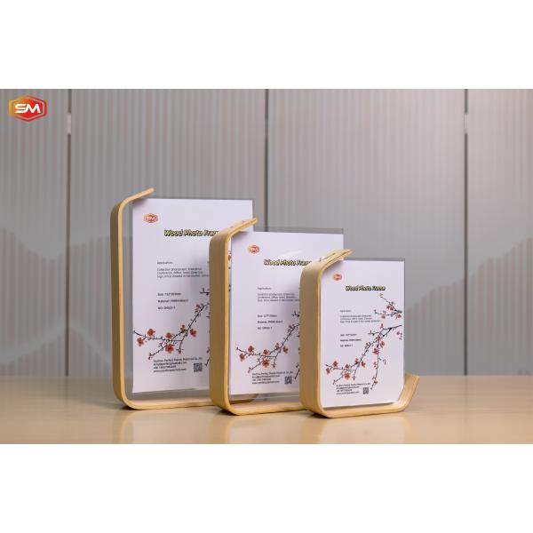 Natural Double Sided A4 Acrylic Picture Photo Frames With Wood Wooden Base