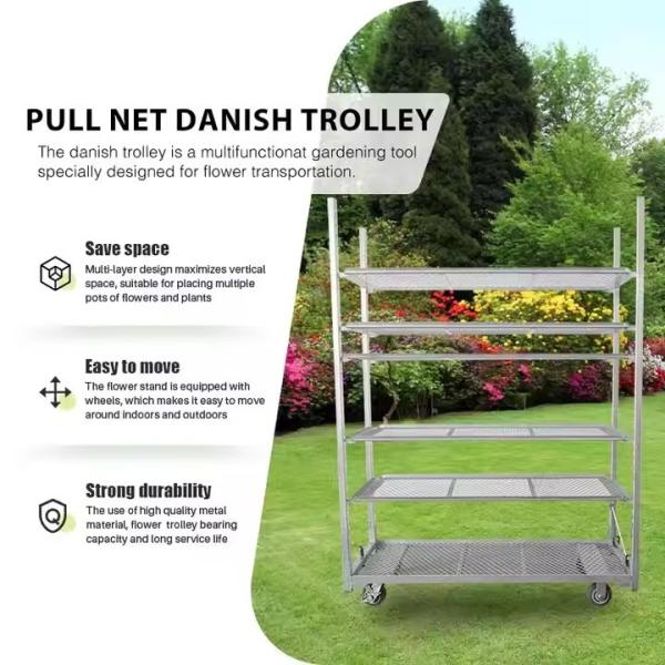 Foldable Dutch Flower Trolley White Easy To Clean Perfect