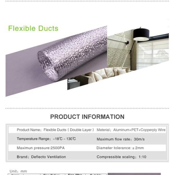 Air Venting Flexible Aluminum Air Duct 200MM 32 Ft 8 Inch Flexible Duct Hose