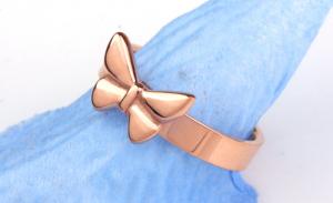  Fashion women jewelry titanium steel ring 14K gold plated bowknot bands finger ring Manufactures