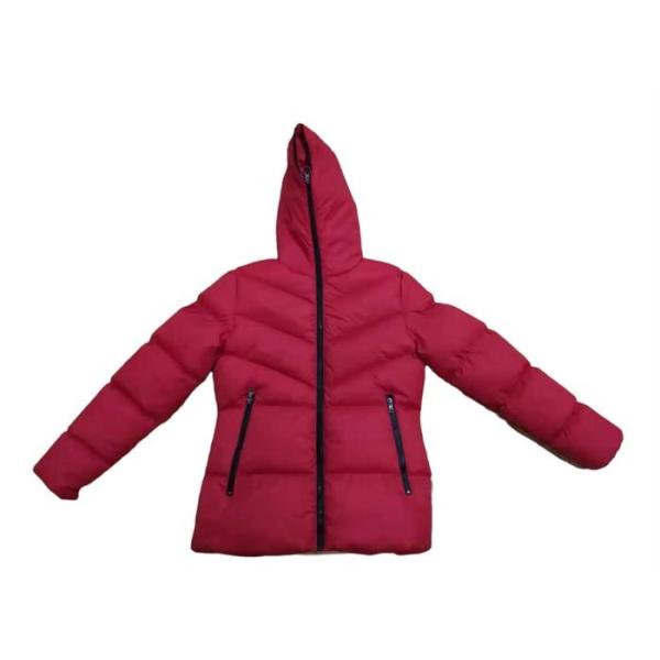 Ladies Red Puffa Coat Warm Waterproof Womens Red Puffer Jacket With Fur Hood