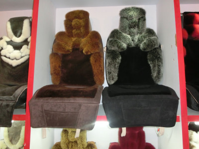 Nonslip Sheepskin Car Seat Cushion Covers Brown Green Custom
