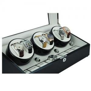  High quality brown wooden display boxes cheap automatic watch winder with leather lining Manufactures