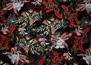  DTM Floral Embroidery Multi Colored Lace Fabric For Show Dress Eco Friendly Manufactures