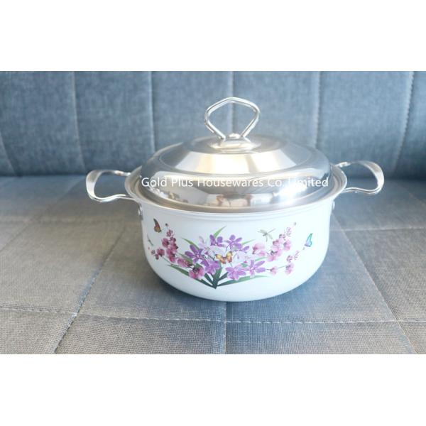 Cookingware set white soup pot kitchen cookware with metal steel lid wholesale stainless steel orchid pot cooking pot