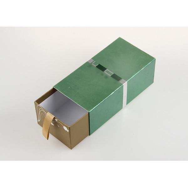 Green Rectangle Drawer Boxes Paper Tube Packaging For Cosmetics / Healthy Food