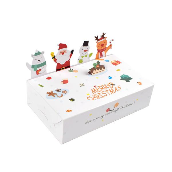 Christmas Cartoon Paper Food Packaging Box Color Creative Cake Snack Food Gift Box Custom With Logo