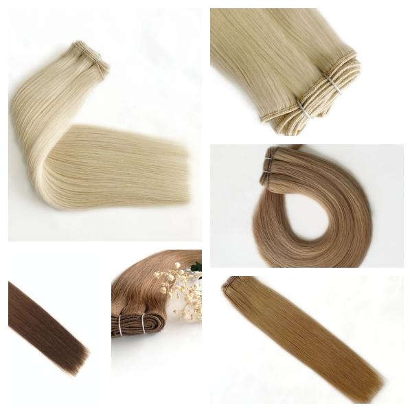 100 Remy Human Hair Sew in Weft Double Drawn Blonde Russian Weft Extensions for Hair