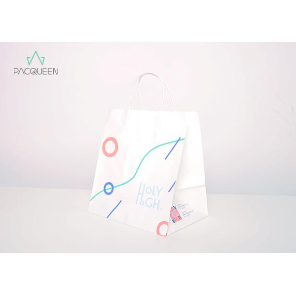 Custom Printed Takeaway Paper Bags White Kraft Paper Packaging