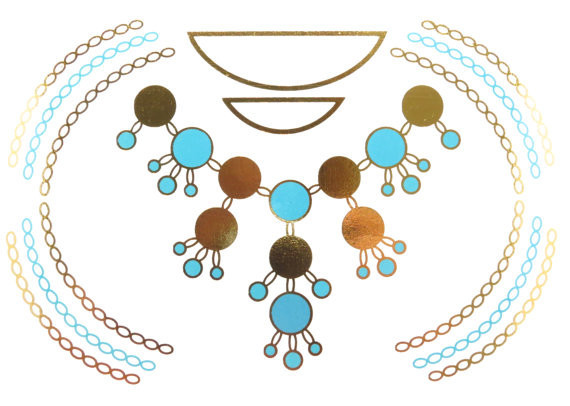 Gold foil metallic tattoo, Jewelry inspired metallic tattoo.