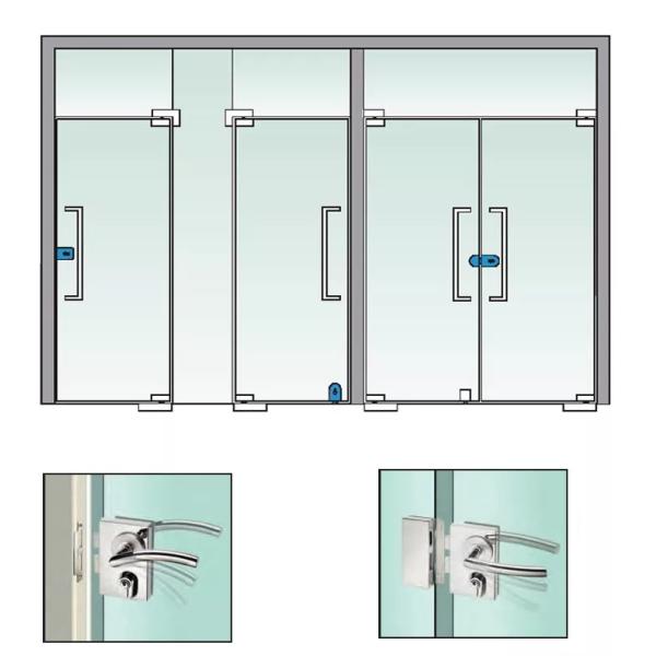 Aluminum Alloy Frameless Swing Glass Door , Tempered Commercial Double Glass Door
