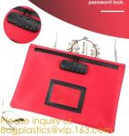 Leatherette Money Security Deposit Bag With Framed ID Window,Custom zipper file