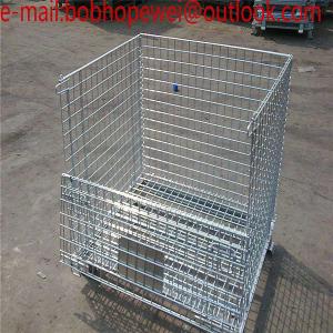 50*50mm Electric Galvanized Metal Storage cage/wire mesh container for wearhouse storage/metal foldable wire mesh cage Manufactures