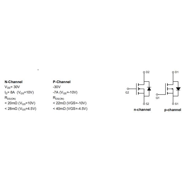 HXY4616 Mosfet Power Transistor ±20v VGS High Voltage VDS 40V VGS ±20v