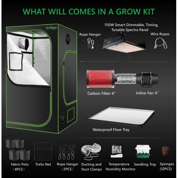 80x80x160cm Complete Indoor Grow Tent Kit 150W Complete Grow Box System